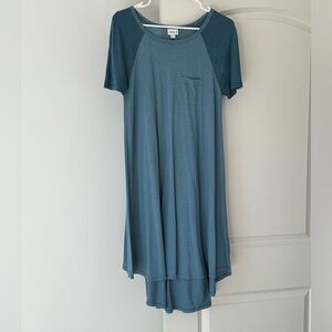 High/Low Blue Color Block Dress